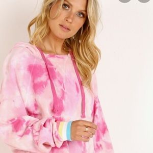 Spiritual Gangster Pink Tie-Dye Hoodie | Cozy Pullover | Size S